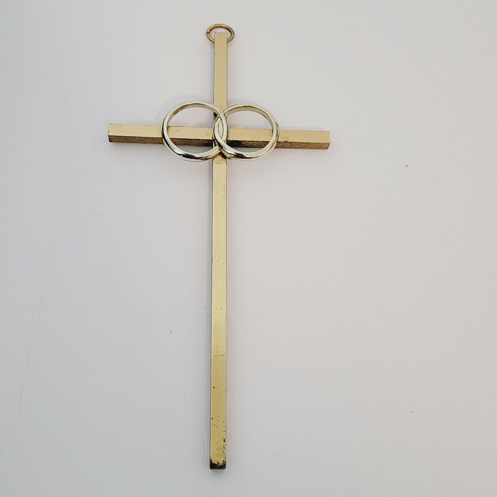Brass Cross Metal Wedding Rings Gold